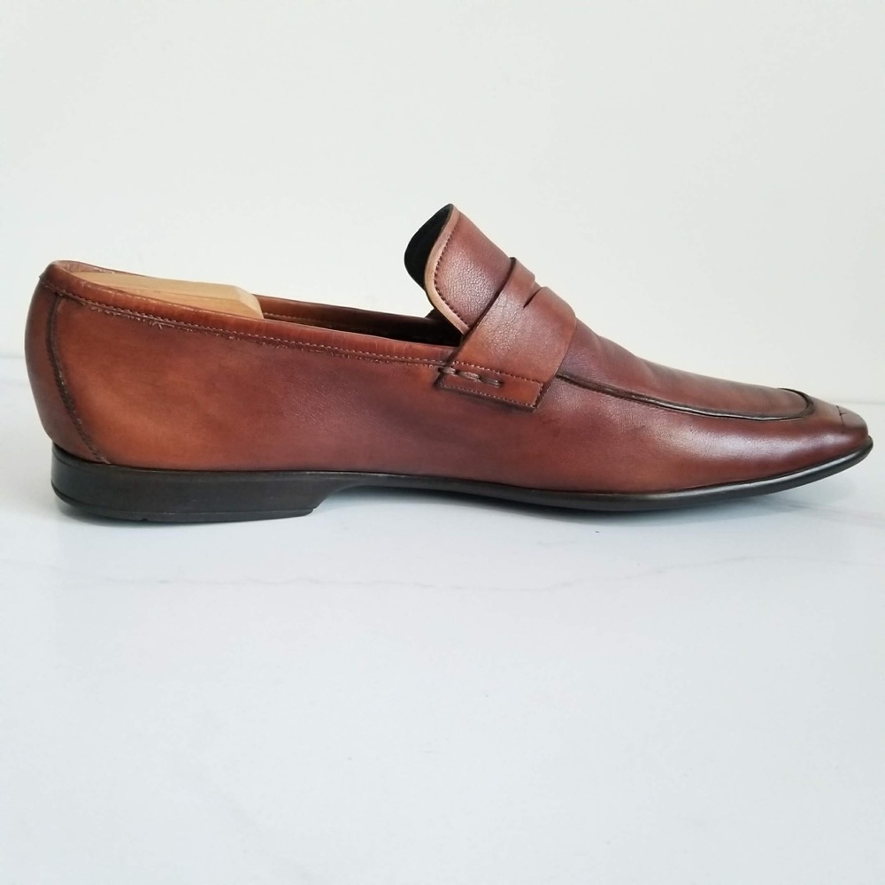 Magnanni Ramiro Brown Leather Penny Loafers Dress Shoes Men's Slip On - Picture 8 of 13